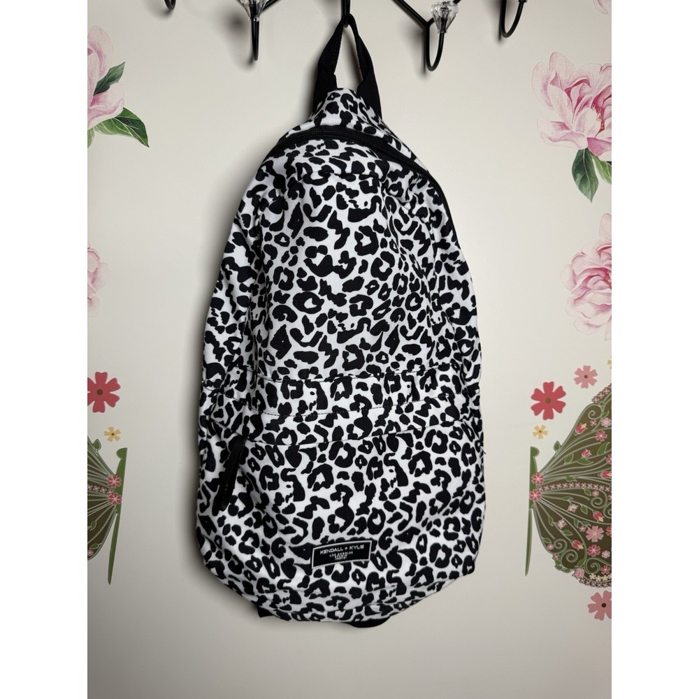 Kendall + Kylie Leopard Print Backpack Black White Mini School Bag 14x19